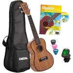 CASCHA HH 2036 FR Premium Mahagoni Konzert Ukulele Bundle 
