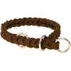 Fettlederhalsband geflochten mit Zugstop-Ring - verchromt und Messing von CopcoPet