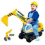 Dominiti eK Sitzbagger mit zwei Schaufeln in gelb + Helm
