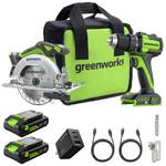 Greenworks Bürstenloses Bohrschrauber- & Handkreissäge-Set CK322