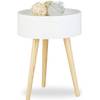 Beistelltisch rund Nachttisch mit Tablett von Relaxdays