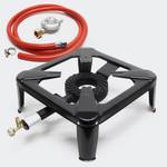 Wiltec Set aus Gaskocher, Gasschlauch und Druckregler
