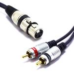 XLR Buchse auf 2x Cinch Stereo Kabel Vitalco 3m Mikrofonkabel